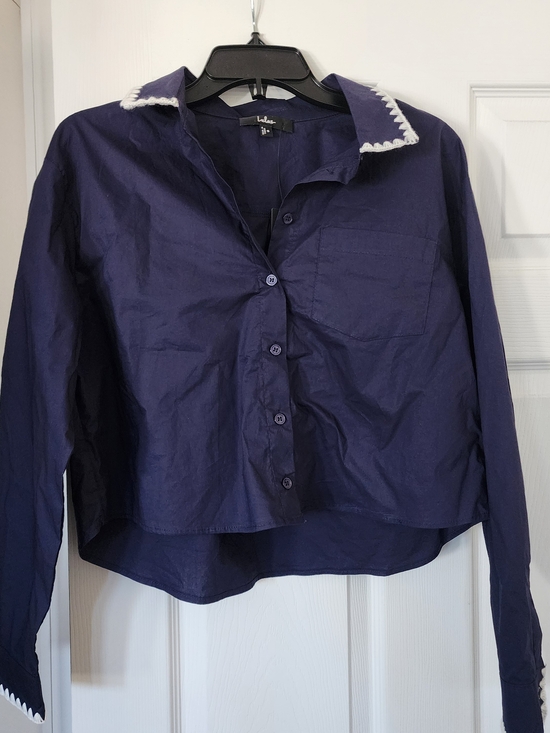 Lulus Tops - Lulus Navy Button-Front Shirt